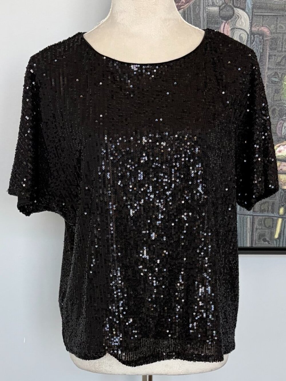Melloday Black Sequin Top M